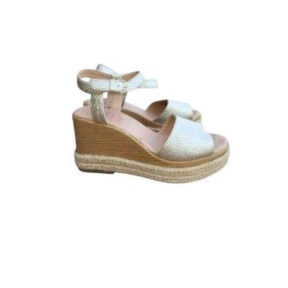 Sperry Shoes - Sperry Topsider Plushwave Fairwater Metallic Gold Tan Leather Espadrille Wedge 9